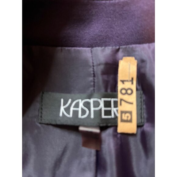 Kasper Separates Suit Jacket Blazer 14 Purple Grape Classic 1 Button Stretch - Picture 9 of 12